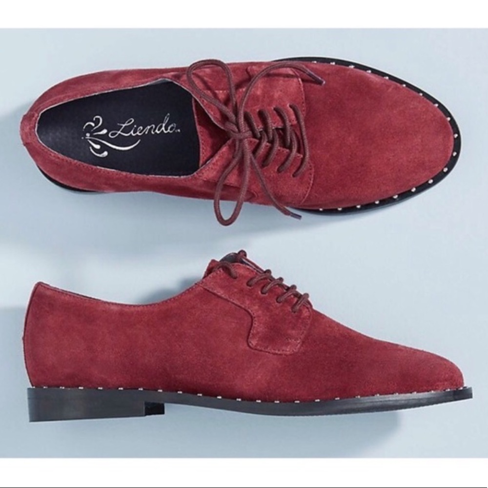 Anthropologie Liendo Yuma Suede Burgundy Loafers